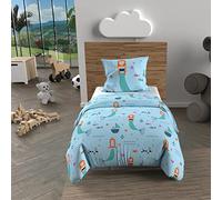 Soleil d'ocre, Parure Housse de Couette 120x150 cm SIRENES Bleu, 100% Coton 57 Fils/cm2