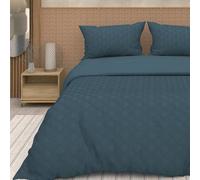 Soleil d'ocre, Parure Housse de Couette 3D Microfibre 240x220 cm Gaia Bleu Canard