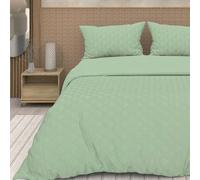 Soleil d'ocre, Parure Housse de Couette 3D Microfibre 240x220 cm Gaia Vert Eau