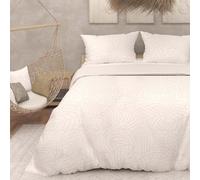 Soleil d'ocre, Parure Housse de Couette 3D Microfibre 240x220 cm Maya Blanc