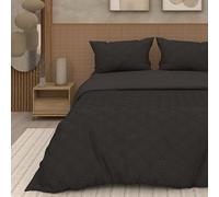 Soleil d'ocre, Parure Housse de Couette 3D Microfibre 260x240 cm Gaia Noir