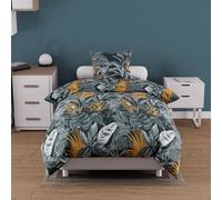 Soleil d'ocre, Parure Housse de Couette Coton 57 Fils 140x200 cm Tropic Bleu