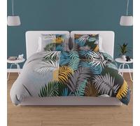 Soleil d'ocre Parure Housse de Couette en Coton 57 Fils 240x220 cm Jungle Bleu