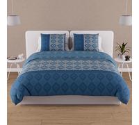 Soleil d'Ocre Parure Housse de Couette Ethno Coton 57 fils 260x240 cm Bleu