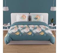 Soleil d'ocre, Parure Housse de Couette en Coton 57 Fils 260x240 cm Mathis Bleu