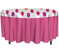 Soleil d'ocre Popgun Nappe Toile Cirée Ronde D. 160 cm Popgum PVC, Rose, 160x160 cm
