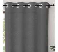 Soleil d'ocre, Rideau à Oeillets Pur Coton 135x250 cm Panama Gris