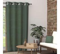 Soleil d'ocre, Rideau à Oeillets Pur Coton 135x250 cm Panama Kaki