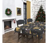 Soleil d'ocre, Sapin Nappe carée Anti-tâches 180x180 cm, Polyester, Noir
