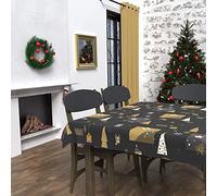 Soleil d'ocre, Sapin Nappe Rectangle Anti-tâches 140x240 cm, Polyester, Noir