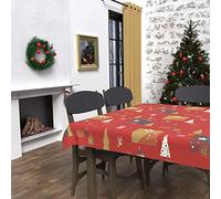 Soleil d'ocre, Sapin Nappe Rectangle Anti-tâches 140x240 cm, Polyester, Rouge