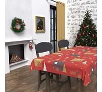 Soleil d'ocre, Sapin Nappe Rectangle Anti-tâches 140x300 cm, Polyester, Rouge