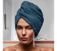 Soleil d'ocre, Serviette de Bain pour la tête en Coton 24x62 cm Lagune Bleu Canard