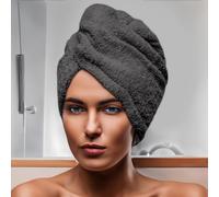 Soleil d'ocre, Serviette de Bain pour la tête en Coton 24x62 cm Lagune Gris