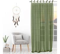 Soleil d'ocre, Spirit Voilage à nouettes, Vert, 140x250 cm (Lot de 6)