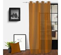 Soleil d'ocre, Spirit Voilage à Oeillets, Coton Lin, Bronze, 140x250 cm