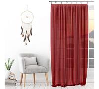 Soleil d'ocre, Spirit Voilage avec Anneaux, Brique, 140x250 cm