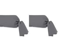 Soleil d'ocre, Taie de traversin, Coton 57 Fils, Gris, 45x135 cm (Lot de 2)