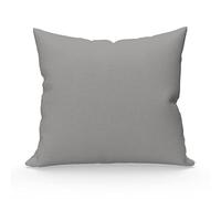 Soleil d'ocre Taie d'oreiller Coton uni Gris, Coton, Gris, 65 x 65 cm