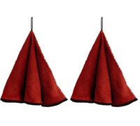 Soleil d'ocre Torchon Rond en Coton Eponge Brique (Lot de 2)