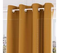 Soleil d'ocre, Velvet Voilage à Oeillets, Jaune, 140x250 cm