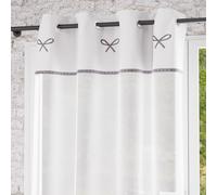 Soleil d'ocre, Voile à Oeillets brodé en Coton 135x250 cm Emilie Blanc