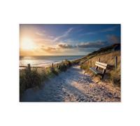 Soleil du Soir sur Le Chemin vers la Plage de la mer, Hollande，1000 Pièces, Jouet De Puzzle en Papier d'art Abstrait, Jeu De Famille Difficulté Défi Puzzle（38x26cm）-E89