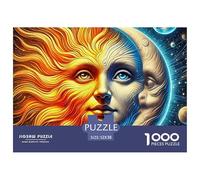 Soleil et Lune 1000 Pièces Puzzle Unique Belle Décoration Familiale Puzzles Jouets De Difficiles pour La Famille 52x38cm/1000pcs