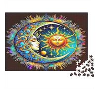 Soleil et Lune Papier Soleil et Lune avec Visages dans Un Cercle Puzzle Cadeau Secret de Noël Amusant en Famille 70x50cm/1000 pièces