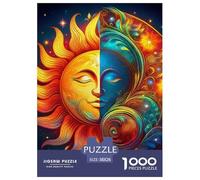 Soleil et Lune Puzzle 1000 Pièces - Challenge Zen, Carte Géographique À Assembler, Poster Inclus, Cadeau ÉduChatif, 38x26cm/1000pcs