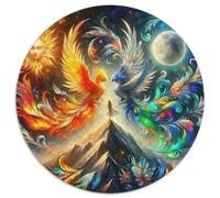 Soleil et Lune Puzzle Rond De 1000 Pièces pour Sun Moon Classiques Encastrement Parfait Qualité Premium Artistique Art Relaxation 1000pcs (67.5x67.5cm)