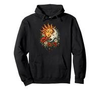 Soleil et Lune Visages Fleurs Vintage Boho Céleste Art Sweat à Capuche