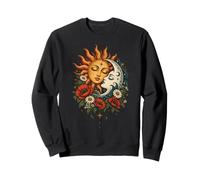 Soleil et Lune Visages Fleurs Vintage Boho Céleste Art Sweatshirt