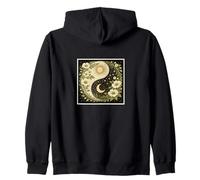 Soleil Floral et Lune Yin Yang Art céleste Sweat à Capuche