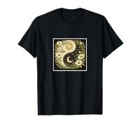 Soleil Floral et Lune Yin Yang Art céleste T-Shirt