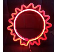 Soleil Forme Led Enseignes Néons Pour Chambre À Coucher, Lumières Led À Piles Ou Usb, Décoration Murale En Enseignes Au Néon Pour La Fête D'anniversaire De Noël, Salon Pour Enfants-Soleil Rouge