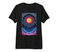 Soleil Lune Étoiles Nuit Nuages Doux Céleste Cosmos Ciel T-Shirt Haut de Gamme