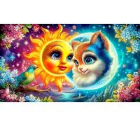 Soleil-Lune Puzzle de 1000 pièces Cadeaux d'anniversaire pour Grands Enfants Jeux de Puzzles stimulants 75x50cm/1000pcs