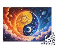 Soleil Lune Univers Puzzle, Puzzle 1000 Pièces Jeu D'intérieur Adulte | 52x38cm Carton, Exercice Mental, Ajustement Précis, Amateurs D'art, Réduction Du Stress