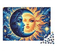 Soleil Lune Visages 1000 Pièces Puzzle pour Adultes Carton sans Odeur Anti-Stress Difficile pour Experts Livraison Rapide sans Reflets 38x26cm/1000pcs