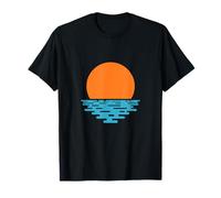 Soleil Orange sur l'horizon, l'océan et Les Vagues T-Shirt