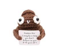 Soleil positif, cadeaux positifs, sac de poche, support émotionnel, poupée tricotée à la main, crochetée, cadeau pour femme, anniversaire, Noël （excréments bruns）