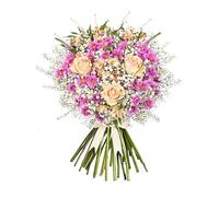 Soleil Rose - Composition florale fraîche livrée à la main - Cadeau élégant avec expédition le lendemain - Idéal pour un anniversaire, un anniversaire, des condoléances, une célébration ou un