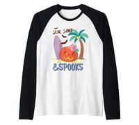 Soleil Sable et Spooks Tropical Halloween Plage Citrouille Fun Manche Raglan