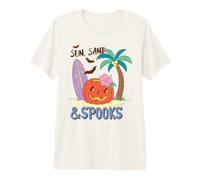 Soleil Sable et Spooks Tropical Halloween Plage Citrouille Fun T-Shirt Haut de Gamme