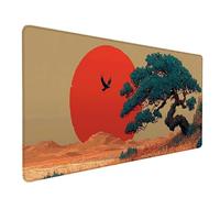 Soleil Tapis de Souris XXL 800 x 300 mm, Tapis Souris Rouge sous Main Bureau avec Bords Cousus, Imperméable Mouse Pad Base en Caoutchouc Antidérapant Surface pour Gamer, PC, Cadeau Femme -lsy260346