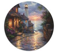 Soleilset at The Port 1000 Pièce Jigsaw Puzzles Jeux Éduchatifs Soulageur De Stress Puzzles Ronds Jeu De Défi Unique pour Adultes Et Enfants 1000pcs (67.5x67.5cm)