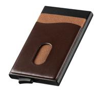 soleilx Porte-cartes de crédit blindé RFID de poche - 6 fentes - Slim portefeuille pour homme, petit porte-cartes de crédit pour femme, porte-documents et porte-carte, Café, L, Classique