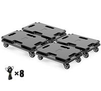 SOLEJAZZ Ensemble de roulettes de transport, capacité de charge 800 kg, chariot de transport de meubles, peut être plié, aide au déménagement, roulettes de transport de meubles, noir, lot de 4