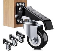 SOLEJAZZ Kit de roulettes d'établi Capacité de 300 kg 4 Roulettes d'établi rétractables robustes Roues en uréthane de construction en acier, gabarit d'installation en prime, paquet de 4